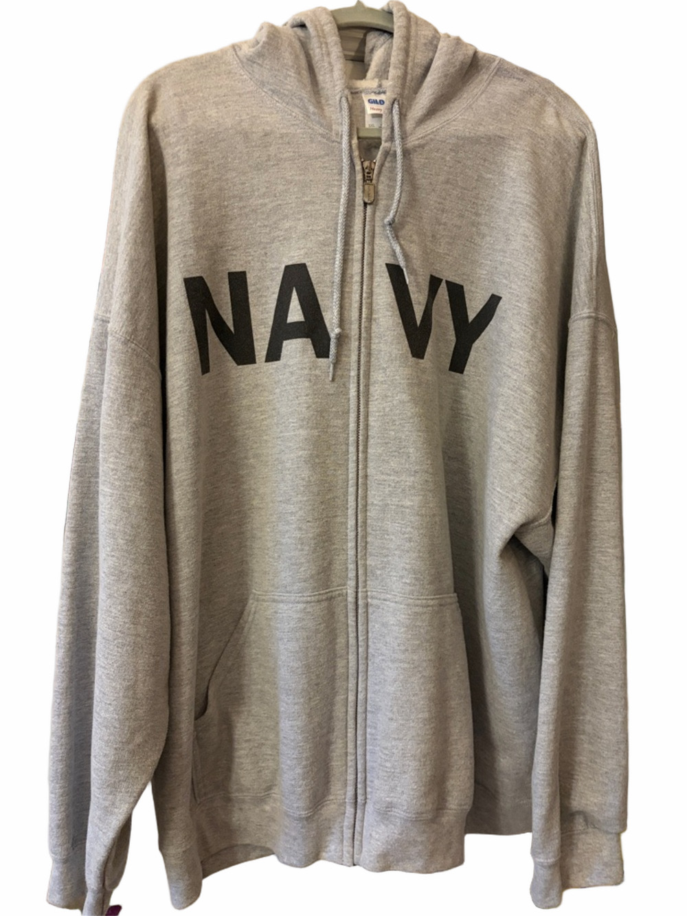 US NAVY military Gildan heavy blend grey full zip sweatshirt hoodie Men’s 3XL.